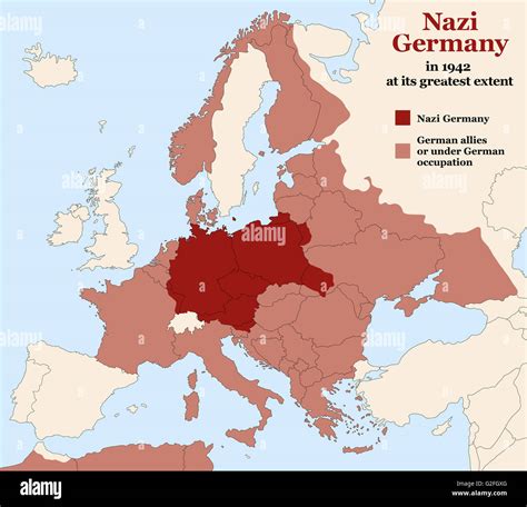 Nazi Germany Third Reich At Its Greatest Extent In 1942 Map Of Europe In Second World War