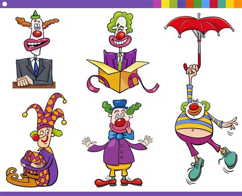 Cartoon Clowns Comic Characters Set 12782941 Vector Art At Vecteezy