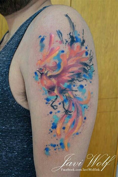 Javi Wolf Watercolor Phoenix Tattoo Phoenix Tattoo Tattoos