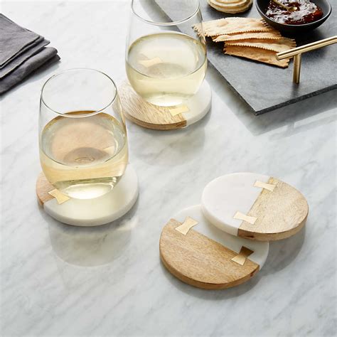 Wood And Marble Coasters Set Of 4 Reviews Crate And Barrel