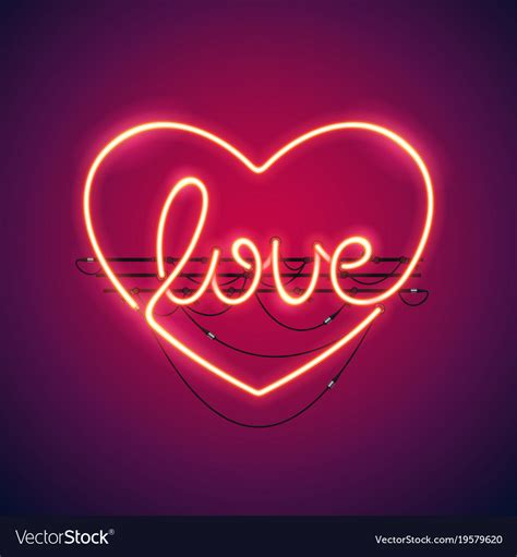 Love Heart Neon Sign Royalty Free Vector Image