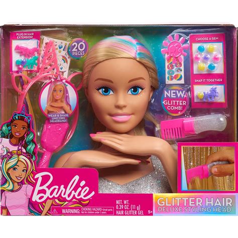 Just Play Barbie Deluxe Glitter And Go Styling Head Blonde Hair Dolls Baby Toys Shop