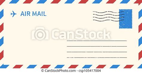 Air Mail Envelope Template Blank Paper Letter Isolated On White