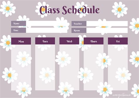Free Class Schedule Template For You For Pdf File You Can