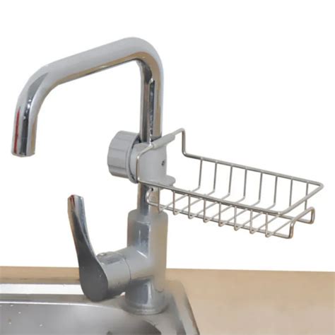 Stainless Steel Kitchen Faucet Sponge Holder Adjustbale Sink Caddy