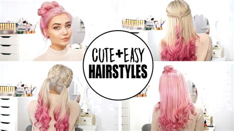 4 Cute And Easy Hairstyles New Pastel Pink Hair Ad Youtube