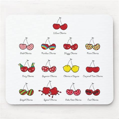 Cartoon Fun Comic Funny Cheeky Red Cherries Cherry Mouse Pad Zazzle