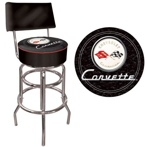 Showcase your corvette enthusiasm in your office, home & shop! Corvette C1 Black Padded Shop Stool with Backrest | Padded ...
