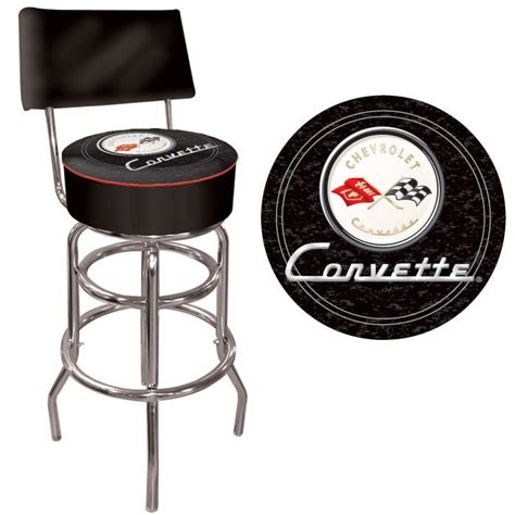| skip to page navigation. Corvette C1 Black Padded Shop Stool with Backrest | Padded ...