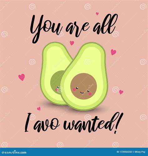 Cute Avocados In Love With Hearts You Are All I Avo Wanted And Funny