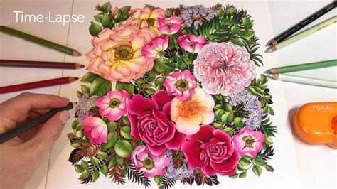 On these rose coloring pages you will find a wide variety of shapes, sizes and forms you can color in. Time-Lapse "Rose Garden" | Floribunda Coloring Book - YouTube