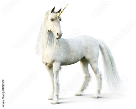 Majestic Unicorn Posing On A White Isolated Background 3d Rendering