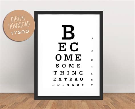 Eye Chart Printable Positive Quote Become Something Etsy