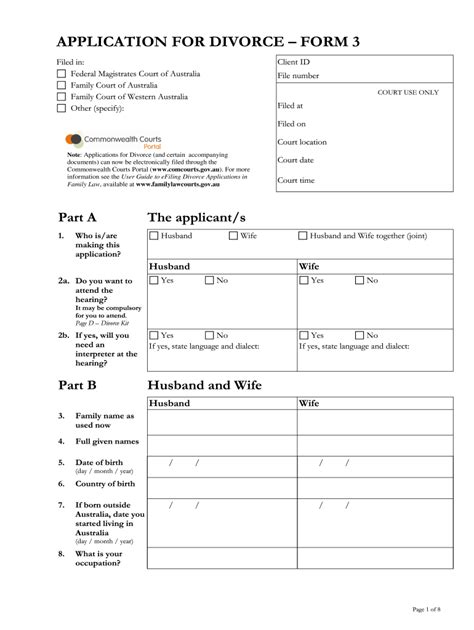 2012 2023 Au Application For Divorce Form 3 Fill Online Printable