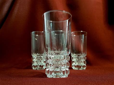 Set Of Tempered Glass Drinking Glasses Royal Style Model Emperor By Luminarc French Vintage Etsy