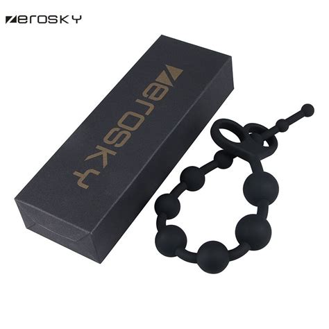 Zerosky Anal Ball Butt Plug Large Size Black Anal Beads Silicone Anal