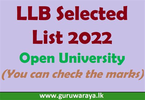 Selected List Llb Degree Programme 2022 Open University Teacher
