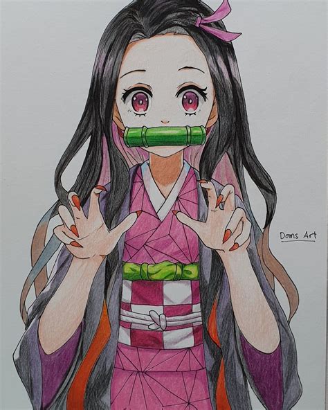 Nezuko From Demon Dlayer In Colored Pencils By Doms Art Artofit