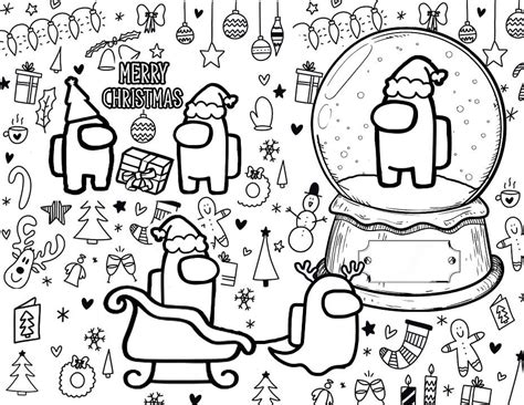 Among Us Merry Christmas Coloring Page Coloring Home