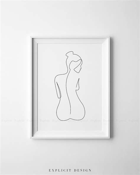 One Line Female Back Form Printable Set Of 3 Minimalist Nude Etsy