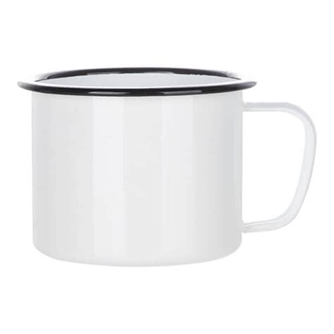 Mug en métal émaillé 1000 ml avec couvercle pour sublimation blanc avec bord noir TASSES ET