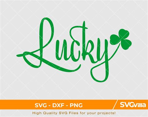 Lucky Svg Dxf And Png Scrapbook Illustration Text Etsy