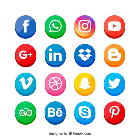 Collection De Logos De Médias Sociaux Dans Un Style Plat Vecteur Gratuite