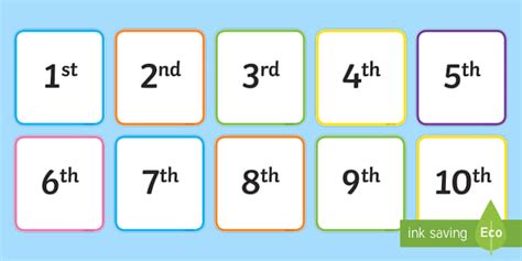 Ordinal Numbers To Ten Flashcards Teacher Made Twinkl