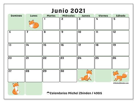 Calendário de feriados 2021, com feriados nacionais. Calendario "49DS" junio de 2021 para imprimir - Michel ...