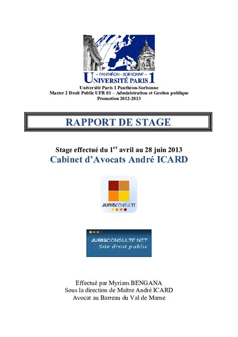 Rapport De Stage Cabinet D Avocat Exemple Rapport De Stage 3eme