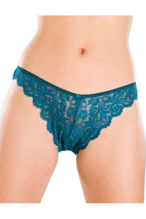 Womens Three Pack Teal Floral Lace Lace Thongs