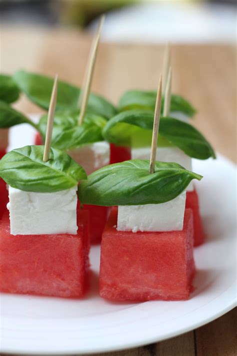 Simple Watermelon Feta Skewers With Basil Nourish And Tempt Recipe