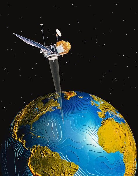 Illustration Of A Satellite Orbiting Earth Digital Art By Stocktrek