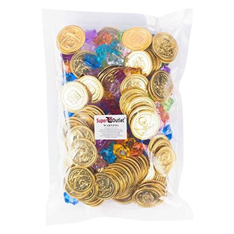 Pirate Plastic Gold Colored Coins Buried Treasure And Pirate Gems Jewelry Playset Activity Game