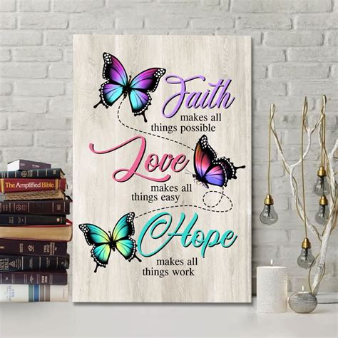 Faith Hope Love Logo Christian Canvas Wall Art Faith Wall Art
