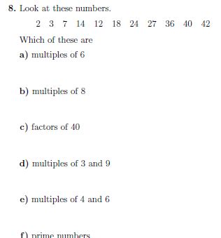 Multiples Factors And Primes Worksheet Reception Maths Worksheets