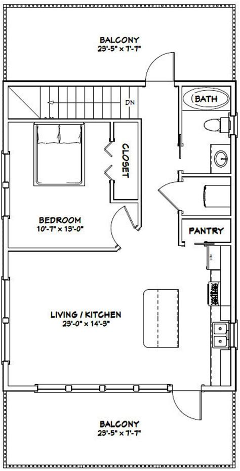 24x32 House 1 Bedroom 15 Bath 851 Sq Ft Pdf Floor Etsy Small House