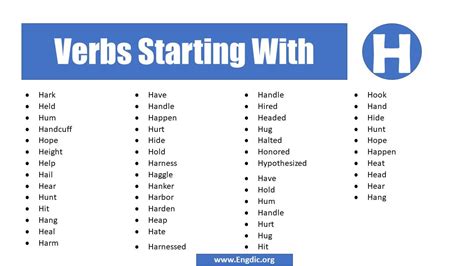 Verbs That Start With H Engdic