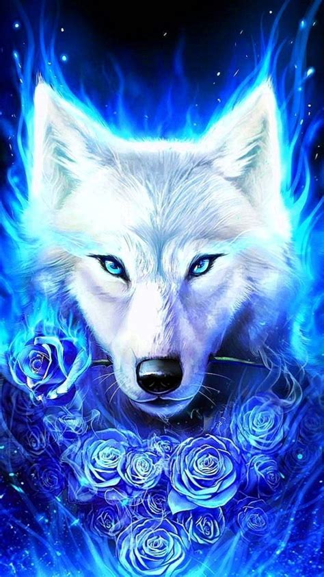 32 Anime Blue Flame Galaxy Wolf Wallpaper