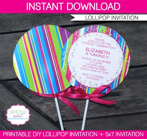 Free Printable Lollipop Invitations

