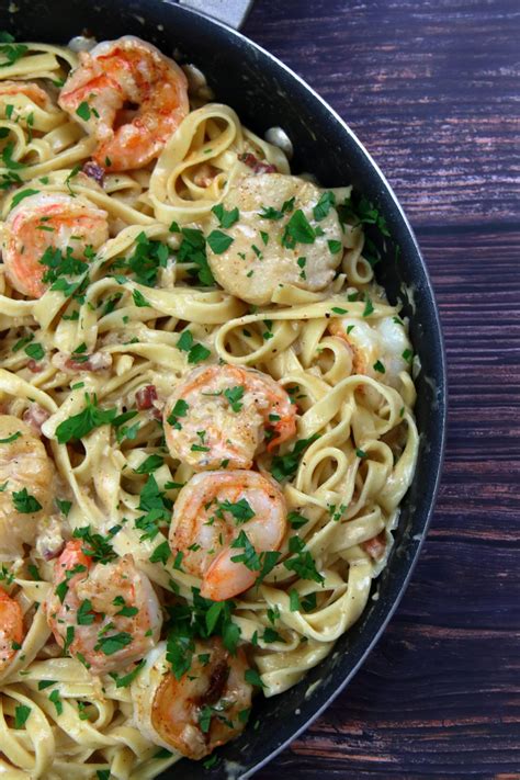 This one was fun to make pretty at the end with all the lemons. Shrimp and Scallop Pasta in White Wine Cream Sauce ...