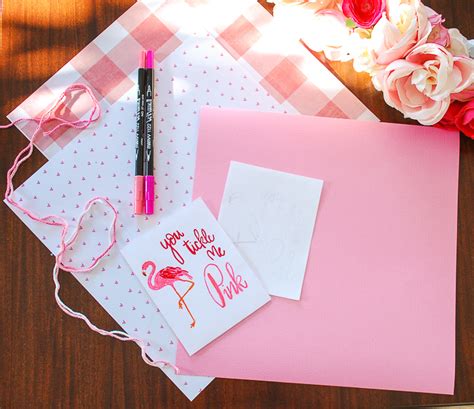 flamingo valentine craft   printable pender