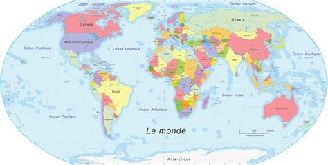 Carte du monde à imprimer en A3 A4 et grand format pdf et image