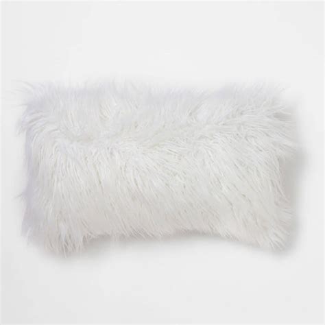 Dormify Faux Fur Rectangle Throw Pillow Dorm Essentials White Dormify