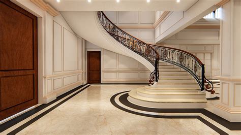 Spiral Stair Case Dseign Of Interior Lobby Of Luxury Ho On Behance