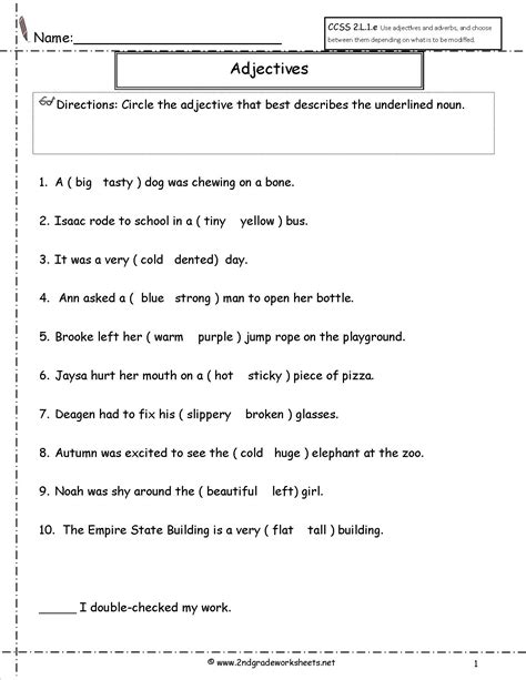 17 Adjectives Exercises Worksheets