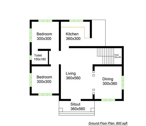 Laundry is in the hall and a shared bath is steps away from each bedroom.related plan: 800 Sq Ft Floor Plan - Interior Design & Decorating Ideas