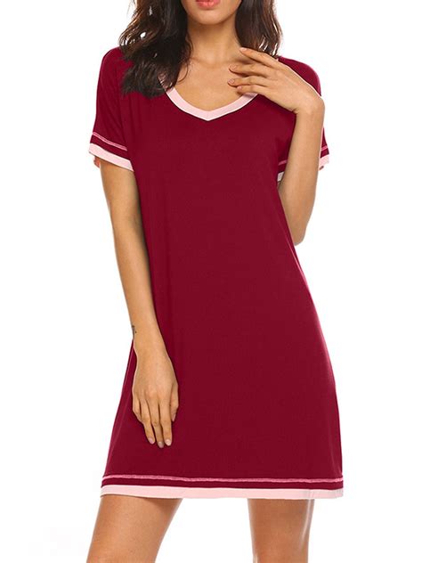 Short Sleeve Casual Sleepwear Pajamas Nightgowns Nightdress For Women Ladies Cotton Nightgowns