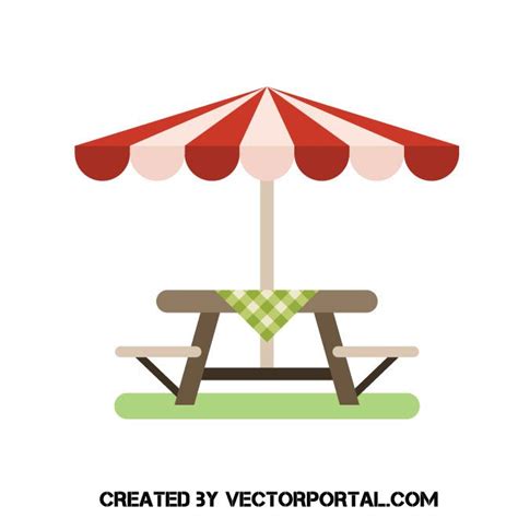 Picnic table with umbrella vector clip art | Picnic table with umbrella, Picnic table, Picnic ...