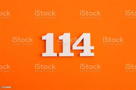 Number 114 On Orange Foam Rubber Background Stock Photo Download